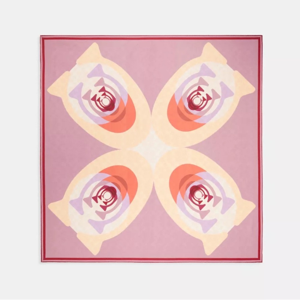 Coach Reversible Signature Kaleidoscope Print Silk Square Scarf.